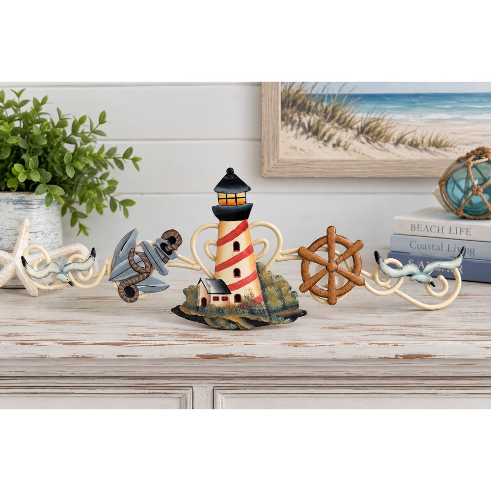 Collections Etc Lighthouse Nautical Metal Tabletop Decor 28" Coastal Seagull